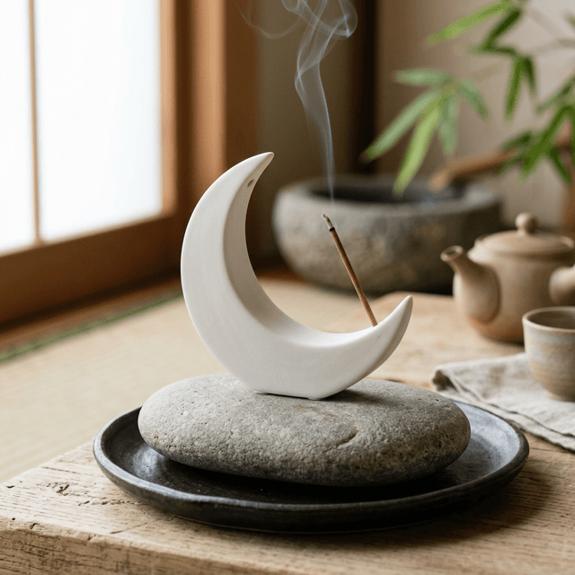 皎月白瓷 - 簡約月牙造型香立