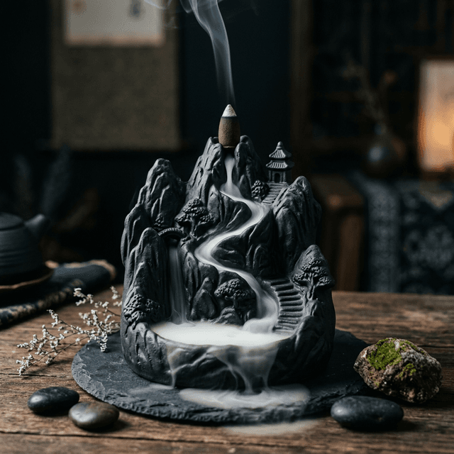 高山流水 - 黑陶微縮山水倒流香爐