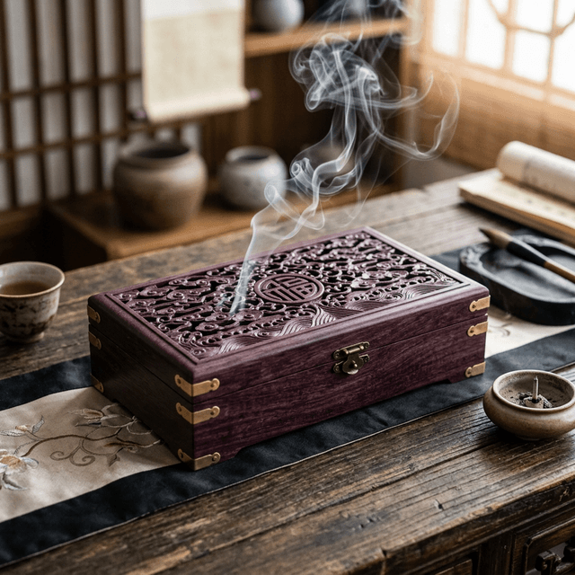 大方無隅 - 隱藏式出煙紫光檀臥香盒