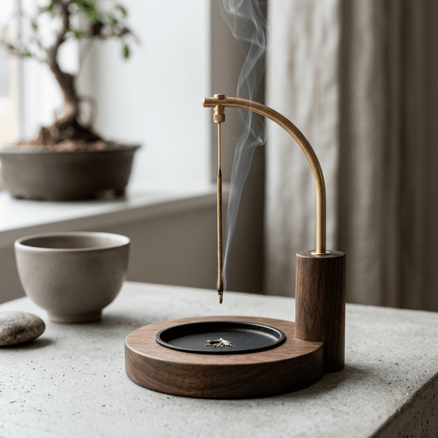 極簡懸空 - 黑胡桃木黃銅倒掛香台