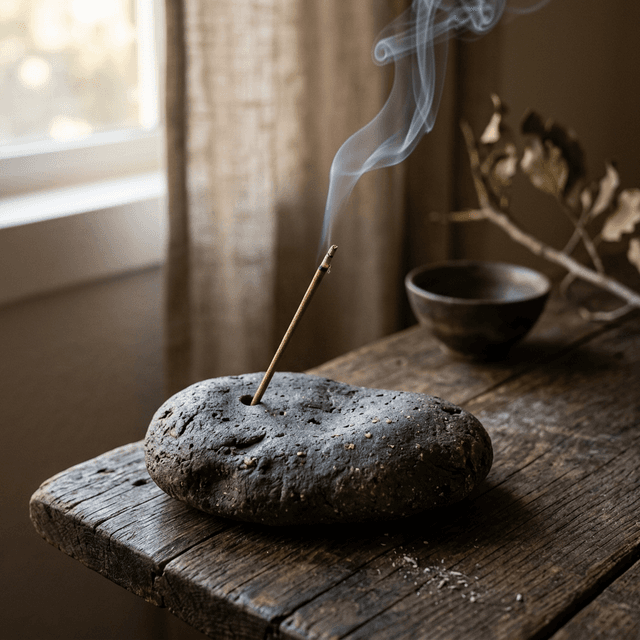 粗陶禪石 - 仿流石造型線香座